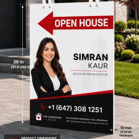 32 x 24 inch custom real estate open house sign with height, width, and thickness measurements